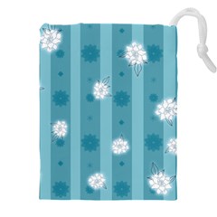 Gardenia Flowers White Blue Drawstring Pouch (4xl)