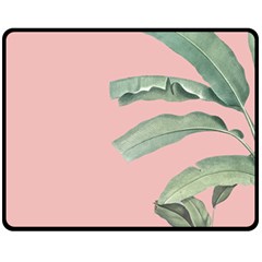 Banana Leaf On Pink Fleece Blanket (medium)  by goljakoff