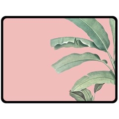 Banana Leaf On Pink Double Sided Fleece Blanket (large)  by goljakoff