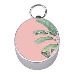 Banana Leaf On Pink Mini Silver Compasses by goljakoff