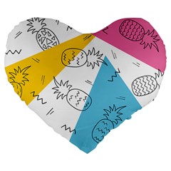 Pineapples Pop Art Large 19  Premium Heart Shape Cushions by goljakoff