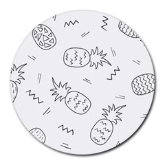 Pineapples Doodles Round Mousepads by goljakoff