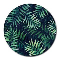 Green Leaves Round Mousepads by goljakoff