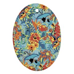 Flowers and butterfly Ornament (Oval)