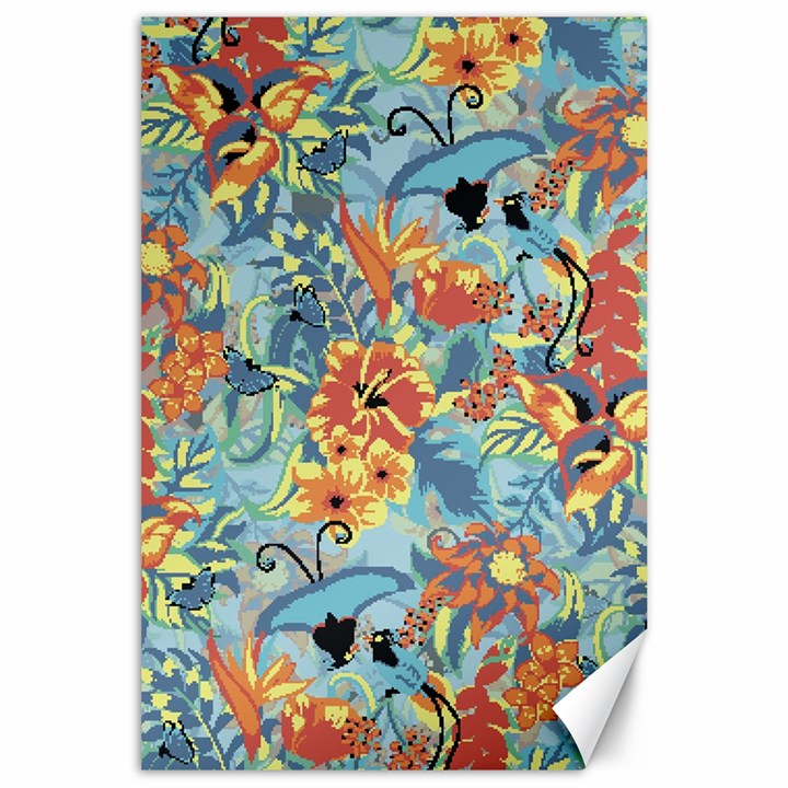 Flowers and butterfly Canvas 24  x 36 