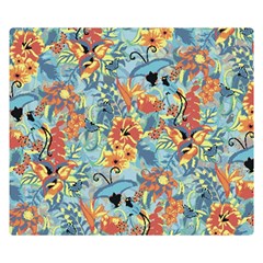 Flowers And Butterfly Double Sided Flano Blanket (small)  by goljakoff