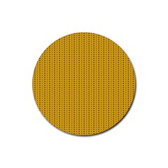 Yellow Knitted Pattern Rubber Coaster (round)  by goljakoff