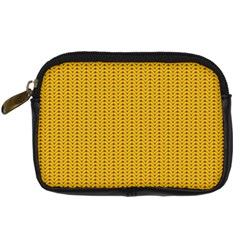 Yellow Knitted Pattern Digital Camera Leather Case by goljakoff