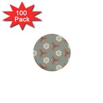 Flowers leaves. floristic pattern 1  Mini Buttons (100 pack)  Front