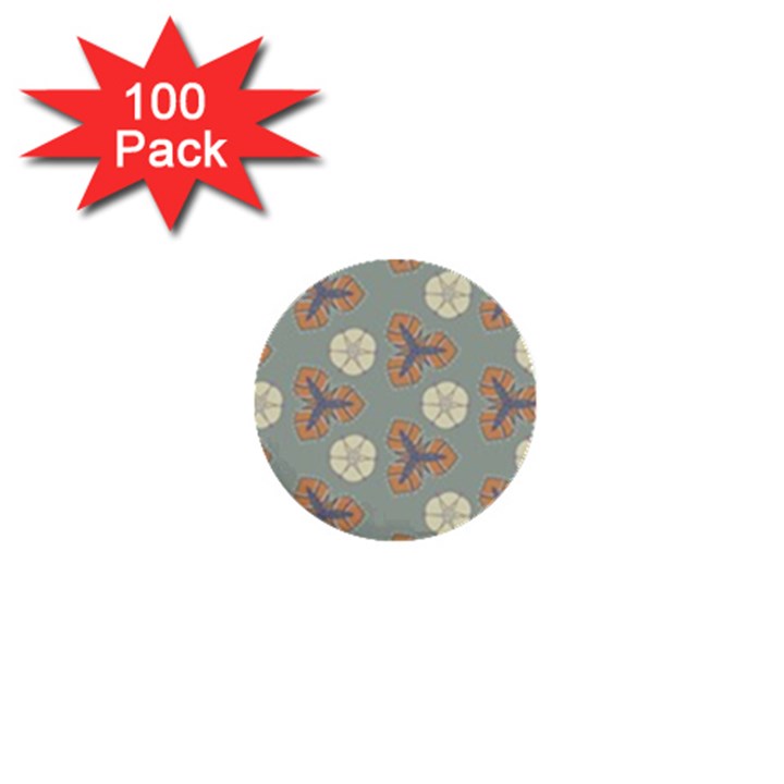 Flowers leaves. floristic pattern 1  Mini Buttons (100 pack) 