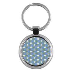 Flowers Leaves  Floristic Pattern Key Chain (round) by SychEva