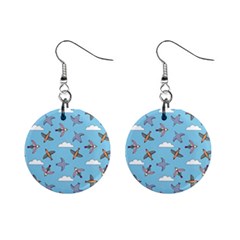 Birds In The Sky Mini Button Earrings by SychEva