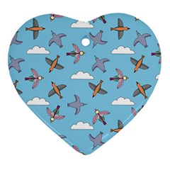 Birds In The Sky Heart Ornament (two Sides) by SychEva