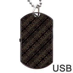 Interlace Stripes Golden Pattern Dog Tag Usb Flash (two Sides) by dflcprintsclothing