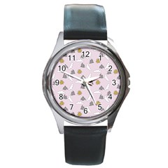 Birds In The Sky  Round Metal Watch by SychEva