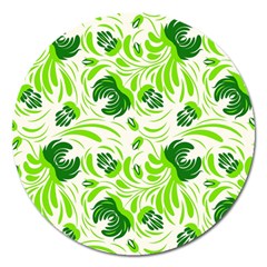 Green Leaves Magnet 5  (round)
