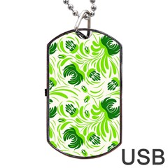 Green Leaves Dog Tag Usb Flash (one Side) by Eskimos