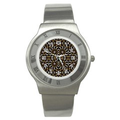 Modern Geometric Ornate Pattern Stainless Steel Watch by dflcprintsclothing