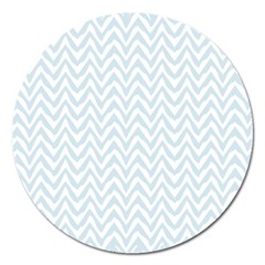 Chevrons Bleu Clair/blanc Magnet 5  (round)