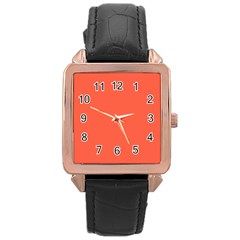 Color Tomato Rose Gold Leather Watch  by Kultjers