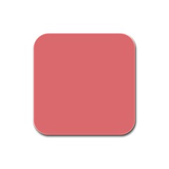 Color Light Coral Rubber Square Coaster (4 Pack)  by Kultjers