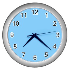 Color Light Sky Blue Wall Clock (silver) by Kultjers