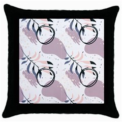 Tropical Floral Pattern Throw Pillow Case (black) by designsbymallika