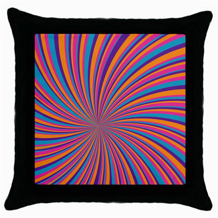 Psychedelic Groovy Pattern 2 Throw Pillow Case (Black)