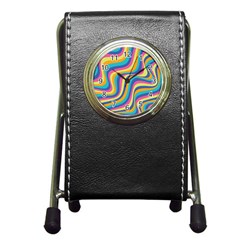 Psychedelic Groocy Pattern Pen Holder Desk Clock by designsbymallika