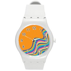 Psychedelic-groovy-pattern Round Plastic Sport Watch (m)