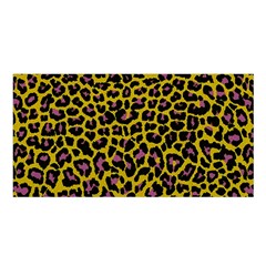 Pattern Leopard Yellow Fur Satin Shawl