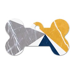 Abstrait Triangles Jaune/bleu/gris Dog Tag Bone (one Side)