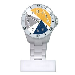 Abstrait Triangles Jaune/bleu/gris Plastic Nurses Watch by kcreatif