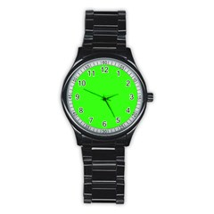 Color Neon Green Stainless Steel Round Watch by Kultjers