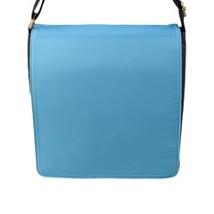 Color Baby Blue Flap Closure Messenger Bag (L)