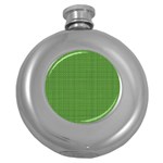 Green knitted pattern Round Hip Flask (5 oz) Front