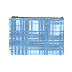 Blue Knitted Pattern Cosmetic Bag (large) by goljakoff