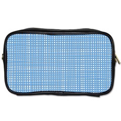 Blue Knitted Pattern Toiletries Bag (two Sides) by goljakoff