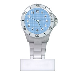 Blue Knitted Pattern Plastic Nurses Watch