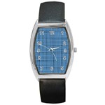 Blue knitted pattern Barrel Style Metal Watch Front