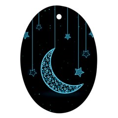 Moon Star Neon Wallpaper Ornament (oval)