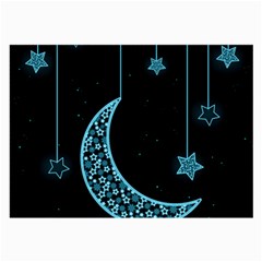 Moon Star Neon Wallpaper Large Glasses Cloth (2 Sides) by Dutashop