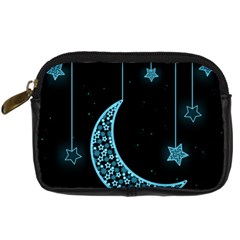 Moon Star Neon Wallpaper Digital Camera Leather Case