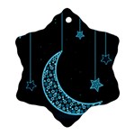 Moon Star Neon Wallpaper Ornament (Snowflake) Front