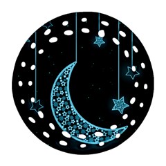 Moon Star Neon Wallpaper Round Filigree Ornament (two Sides)