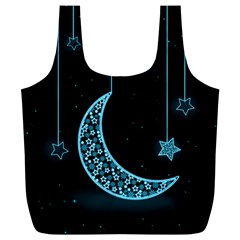 Moon Star Neon Wallpaper Full Print Recycle Bag (xl)