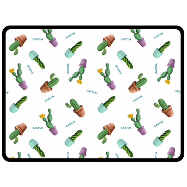 cacti in pots Double Sided Fleece Blanket (Large) 