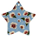 delicate hibiscus flowers on a blue background Star Ornament (Two Sides) Front