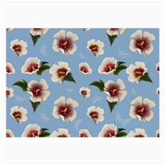 Delicate Hibiscus Flowers On A Blue Background Large Glasses Cloth (2 Sides) by SychEva