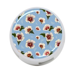 Delicate Hibiscus Flowers On A Blue Background 4-port Usb Hub (one Side) by SychEva